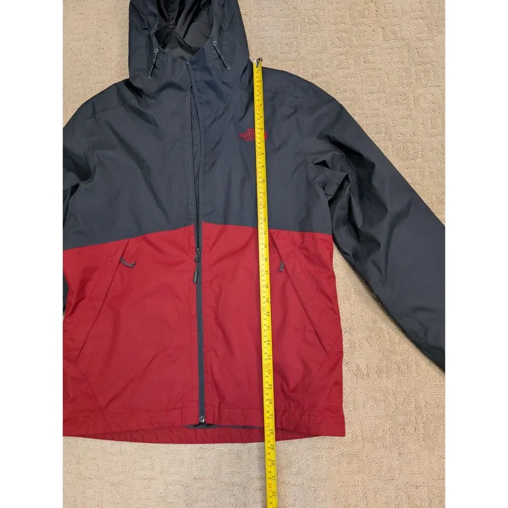 The North Face Jacket Mens Medium Grey Red Venture Dryvent Hooded Rain Resistant